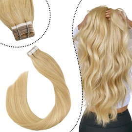 ALISY Human Hair Seal Extensions TAPE Hair Remy Hair Color Wig Extensions 10pcs (16inch, 24#)