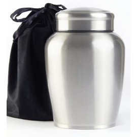 Large Stainless Steel Silver Urn for Ashes Adult Male & Female Cremation Urn for Women Decorative Urn for Human Ashes