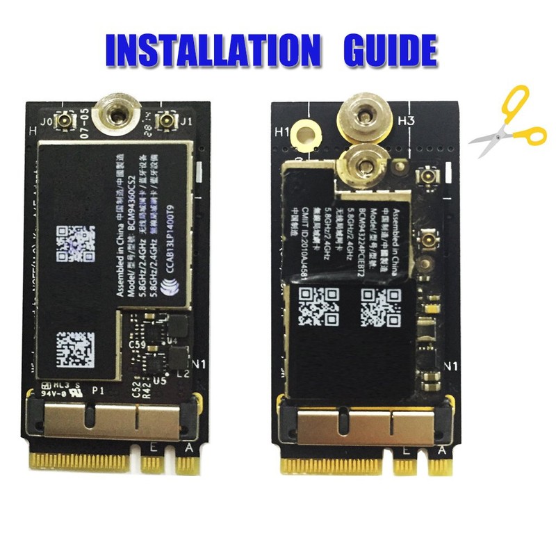 BCM94360CS2/HLT BCM943224PCIEBT2 Card to NGFF(M.2) Key A/E Adapter for Mac