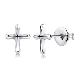 VGACETI Pure Titanium Earrings, Cross Earrings, Star Cross, Star-shaped Earrings, Compatible with Metal Allergies, Core 0.03 inches (0.75 mm), Length 0.4 inches (11.5 mm), Post Binaural, Titanium,