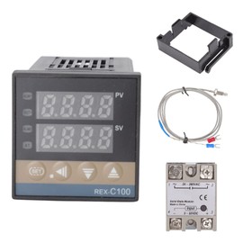 Gugxiom Smart PID Temperature Controller Kit, AC100-240V Digital Display PID Temperature Controllers REX-C100 Digital Thermostat, Digital PID Thermostat Temperature Controller