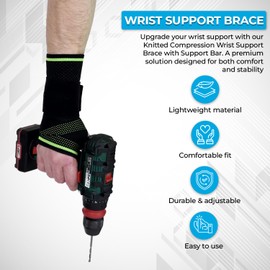 Carpal Tunnel Wrist Splint Brace With Stabilising Support Bar,Adjustable Thumb Support Brace With Strap,Wrist Guard for Arthritis,Tendonitis, Left/Right Hand (Black & Green, XL-Left and Right Hand)