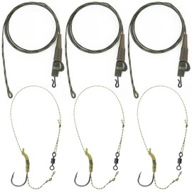 HAOBIN 6 Pieces Fishing Tackle Leader Clips Carp Clip Carp Fishing Hooks Carp Fishing Inline Rig Set Carp Leaders Carp Fishing Line Set Accessories for Carp Fishing (Green)