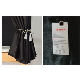 Teanea Bottom Bunk Bed Blackout Curtains Canopy Single Size Twin Size, 2 Panels, Black