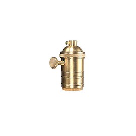 emark Vintage Light Socket - E26/E27 Solid Brass Industrial Light Socket - Edison Pendant Lamp in Chrome with On/Off Knob (Satin Brass 1 Pack)