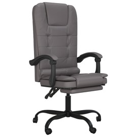 YAFF Massage Reclining Office Chair Gray Faux Leather-9775