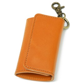 Prof Line Tochigi Leather [Japanese Key Case] Coin Purse Trifold Genuine Leather 5 Strands KYY Zipper with Canabilla, Yamabuki