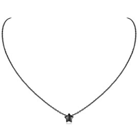 ChicSilver Women's Necklace 925 Silver Heart/Star/Moon Pendant Chain Silver/Gold-Plated/Black/Rose Gold Choker for Women Girls 40 cm + 5 cm Gift for Best Friend Women Girls, Sterling Silver, No