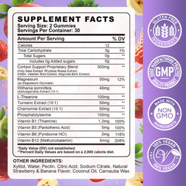 Cortisol Supplements for Women & Men - Cortisol Gummies with Magnesium Glycinate, Ashwagandha, L-Theanine, Vitamin B Complex for Relaxation, Sleep, Calm Mood & Focus - Vegan, Sugar Free Filled Gummies