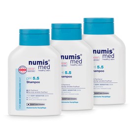 numis med Shampoo pH 5.5 Pack of 3 Skin Soothing Hair Shampoo for Very Sensitive & Sensitive Skin - Vegan Hair Care without Silicones, Parabens & Mineral Oil - Hair Shampoo (3 x 200 ml)