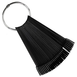 Beauticom® BLACK 50 Piece Plastic False Nail Tip Sticks Chart Fan with Metal Ring Holder and Screw for Nail Polish Swatch, Practice Nail Art Design and Pattern Display Tool