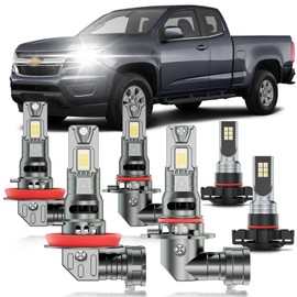 HUOKEDS for Chevy Colorado 2013-2022 Fog Lights Bulbs Combo, 6pcs Super Bright White Multi Beam Fog Lights Blubs Package, 1:1 as Stock Size, Plug and Play