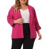 uxcell Women's Plus Size Blazers Shawl Collar Open Front 3/4