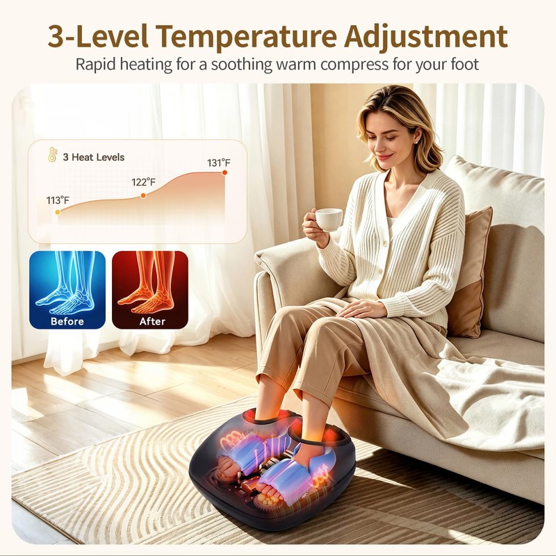 Shiatsu Foot Massager with Heat, Relaxes the Feet, Fits up