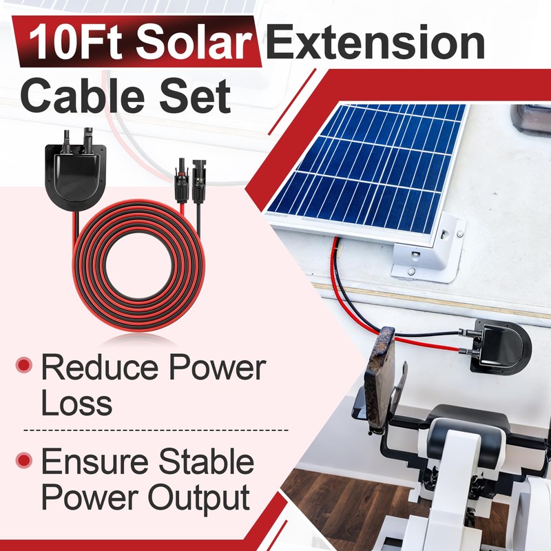 Solar Cable Gland with 10Ft 13AWG Cable, MC4 Entry Connectors