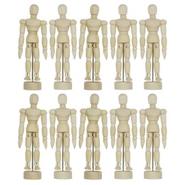 Attuslla Wooden Artists Model, Wooden Mannequin, Artist Draw Painting Model for Drawing, Painting, Home Decor, Desk Decoration, 10 PCS, 14cm