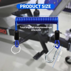 Amzlysdok 6FT Trailer Brake Away Cable,Trailer Breakaway Safety Cable Spring Towing Coiled Wire Steel Braided Safety Cable with PU Coating,for Breakaway Switch,RVs, Campers, Trailers（Blue