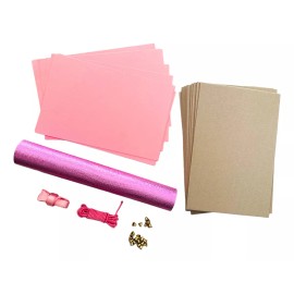 Escanver Material Portadas Rosa Metalizado Mediacarta Encuaderna 10pz