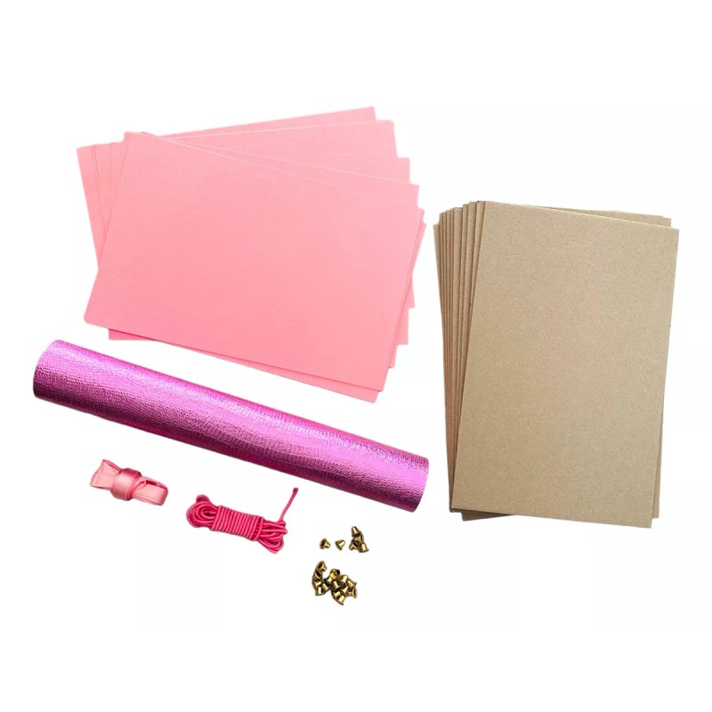 Escanver Material Portadas Rosa Metalizado Mediacarta Encuaderna 10pz