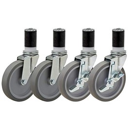 Food Prep Table Casters Set of 4 | 3" Polyurethane Caster Kit (2 Swivel and 2 with Brake) for 1-1/2" ID Tubing â¦