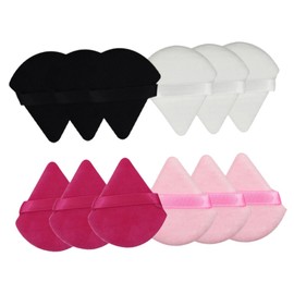 FOMIYES 12pcs Triangular Makeup Sponges for Wet Dry Use Skin-friendly Cosmetic Puff for Foundation Blush Travel-friendly Design Black White Pink Rose