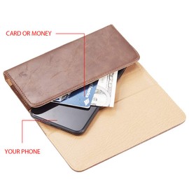 eBigValue Horizontal Mobile Holster Pouch Belt Loop Clip pu Leather Cover with Card Slots for 5.5 to 6.5-inch Smartphones