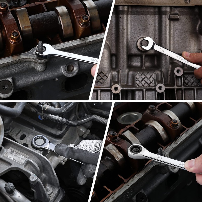 WORKPRO 7-Piece Ratcheting Combination Wrench Set, 72 Teeth, Cr-V Constructed,