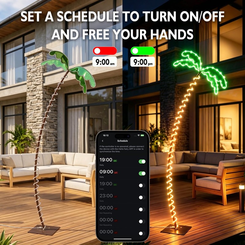 Innonly 7FT Lighted Palm Tree for Outside Patio, APP &