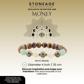 STONEAGE Intention Bracelet for Money - Exquisite Handcrafted Jewelry for Wealth Manifestation and Financial Abundance (Gold Alloy)