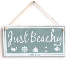 'Just Beachy (Land & Sea)'- Nautical Sign - Handmade Shabby Chic Wooden Sign/Plaque