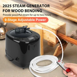Wood Bending Steam Generator –1350W Electric Wood Steamer Kit with 9-Stage Power, 10m Remote, Triple Safety – Steam Box for Wood Projects & Curved Designs -Steam Box Plan/Accessories