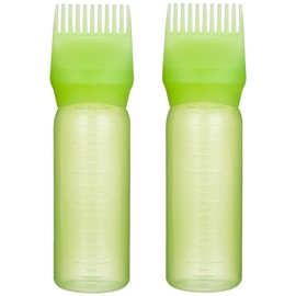 Yebeauty Root Comb Applicator Bottle, 2 Pack 6 Ounce Applicator Bottle for Hair Dye Bottle Applicator Brush with Graduated Scale- Clear Green