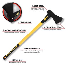Performance Tool M7113 6-Pound Splitting Maul with Fiberglass Handle