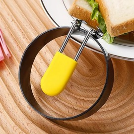 Easy to Use Round Egg Ring, 2 Counts/set Fried Egg Mold With Handle, Stainless Steel Egg Ring for Omelet, Pancake, French Toast, Baking, Grilling