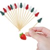 Christmas Cocktail Sticks,100PCS White Red Green Christmas Tree Bamboo Toothpicks,Food