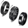 FASHGOOD Black Mens Rings Titanium Stainless Steel Anxiety Ring for