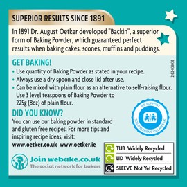 Dr. Oetker Gluten Free Baking Powder, Pack of 4 x 170g