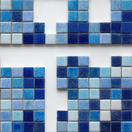 IOHEFY 10PCS 12x12 Inch Peel and Stick Floor Tiles Self Adhesive Vinyl Flooring Tile Retro Blue Mosaic Removable Decals Bathroom Kitchen Laundry DIY Home Decoration