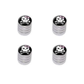 GRAPHICS & MORE Girly Skull and Crossbones Tire Rim Wheel Aluminum Valve Stem Caps - Aluminum Color