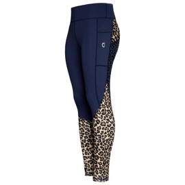 Daisen Leopard Print Silicone Grip Full Seat Horse Riding Leggings: Stylish & Functional Equestrian Tights for Women (Medium, Navy)