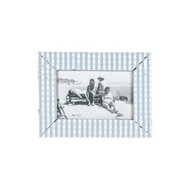 Foreside Home and Garden 4x6 Blue Aggie Gingham Plaid Pattern Wood Photo Picture Frame w/Glass Pane Summer Spring Family & Friends Home Living Room End Table Fireplace Mantle Table Tabletop Display