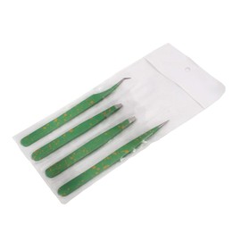 Precise Canada: Professional Tweezer Pack- 4 Tweezers Set- Ingrown Hair Remover Treatment. Premium Eyebrow Shaper. (Green & Yellow) Color Tweezers With Pouch.
