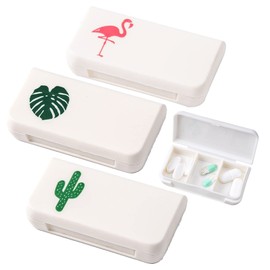Small Pill Container, Travel Small Pill Case, 3 Pcs Portable Pill Box with 3 Individual Compartments for Vitamin, Supplements Storage (White)