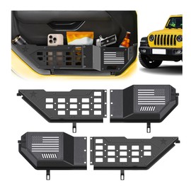 AIAUTOAIEV Front Door Pocket Metal Storage Box for Jeep Wrangler JL JLU 4XE 2018-2025 & Gladiator JT 2020-2022 2023 2024 2025 Accessories Door Storage Organizer(Not Power Seat) (JL-Premium-Flag)