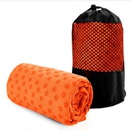 POKIVIR - Yoga Towel, Hot Yoga Mat Towel - Sweat Absorbing Non-Slip for Hot Yoga, Pilates and Workout, 24x72 inches with Grip Dots (Orange)