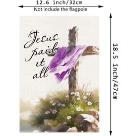 Easter Garden Flag Jesus Paid It All Vertical Double Sided Holiday Cross Religious Outdoor Yard Decor 12.5x18 Inch