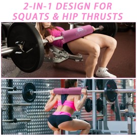 Lights Mountain 2-in-1 Barbell Pad for Hip Thrust, Squat, Bench Press & Weightlifting – Thick Foam Padding – Fits Standard & Olympic Bars – 17"x4.7" Pink