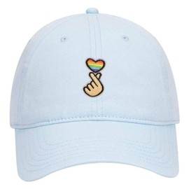 Kpop Heart LGBQT Pride Embroidered Patch Pastel Tone Dad Hat - Lt Blue
