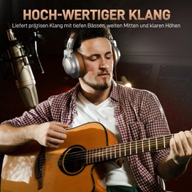 MAONO Professionelle Studio Kopfhörer, Kopfhörer Over Ear mit 6,35 & 3,5mm abnehmbarem Kabel, Geschlossene Design, 50 mm Treiber, für Podcasts, Handy, PC, Mikrofon, Instrumente, MH700 Silber