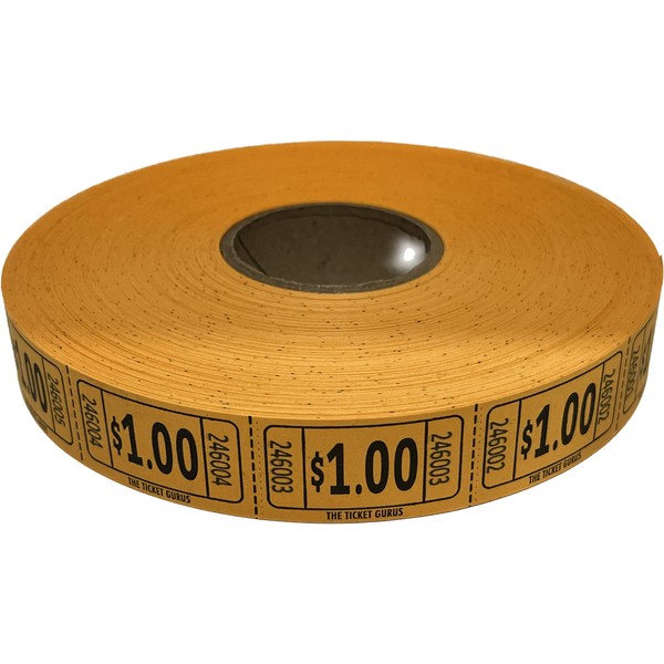 The Ticket Gurus-roll of 2000 Orange $1.00 Tickets Single Roll